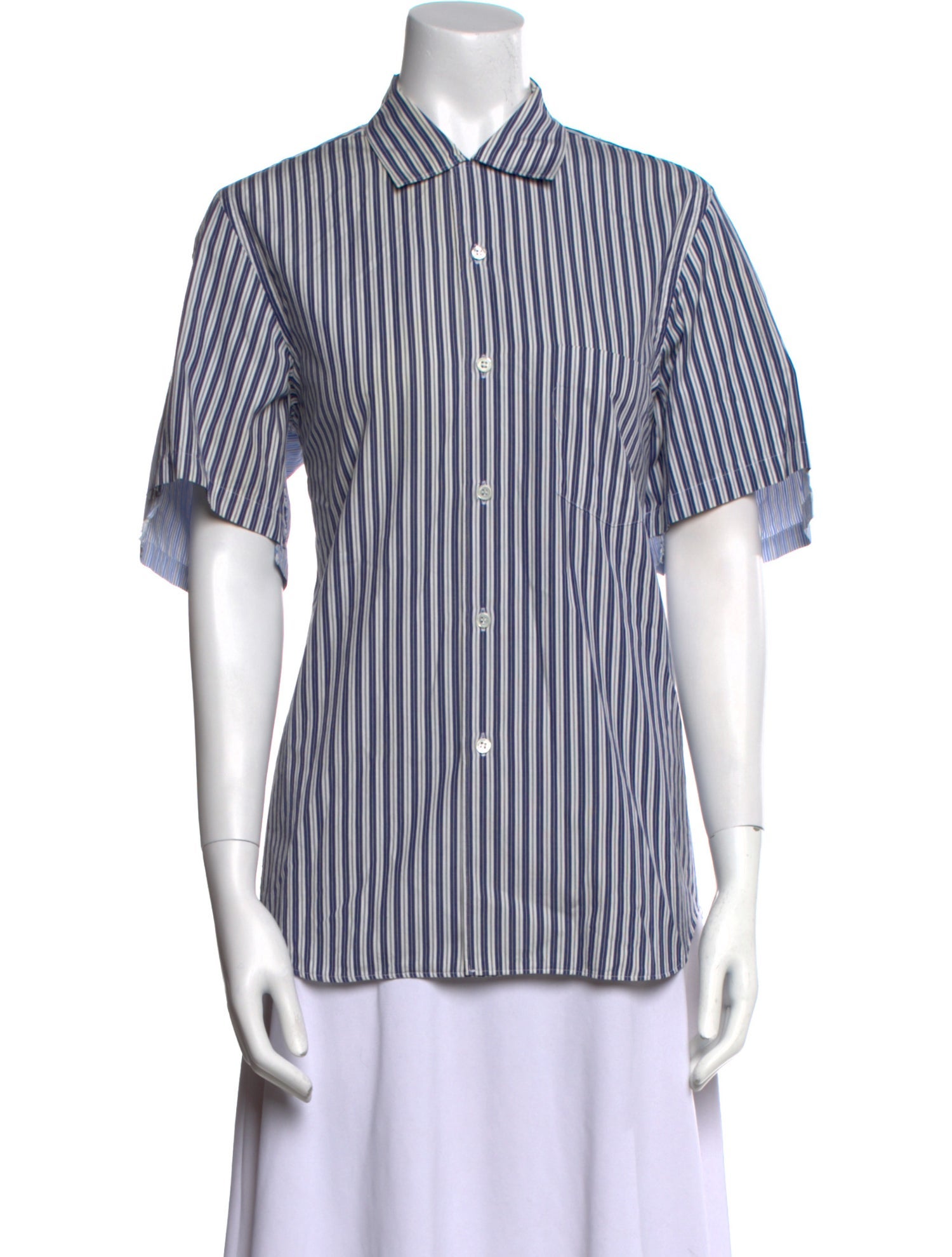 Comme des Garçons SHIRT Striped Short Sleeve Button-Up Top