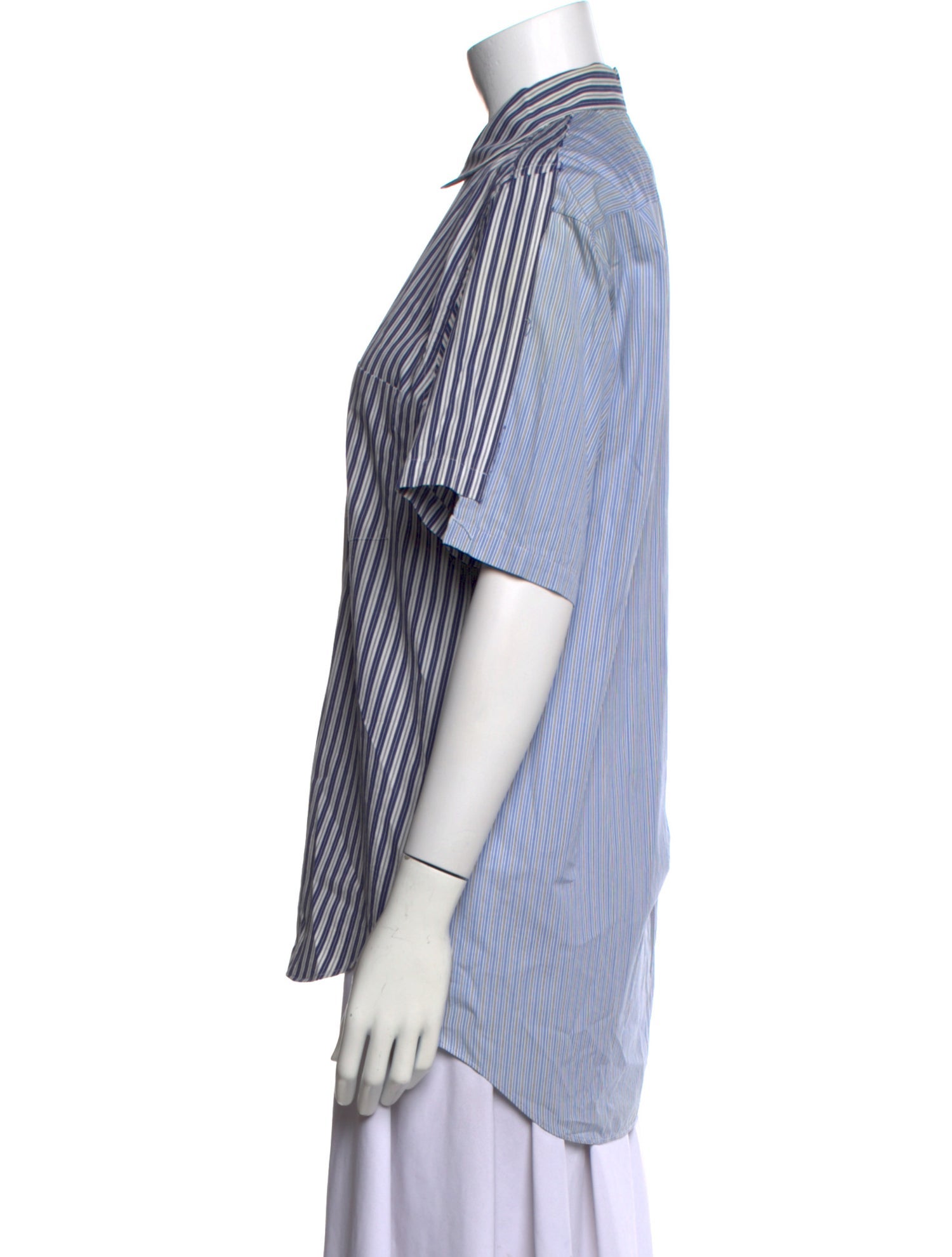 Comme des Garçons SHIRT Striped Short Sleeve Button-Up Top