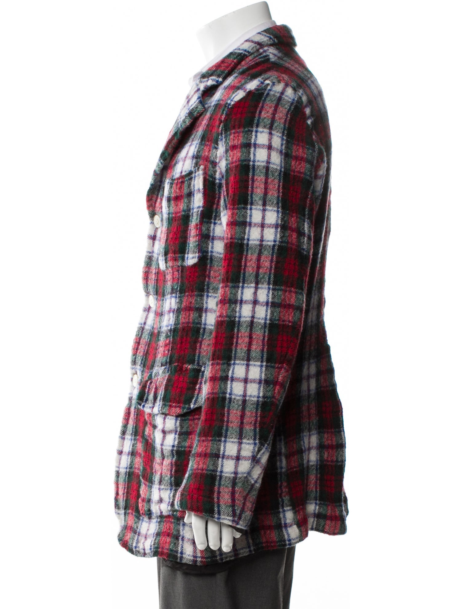 Comme des Garçons SHIRT Wool Plaid Print Peacoat
