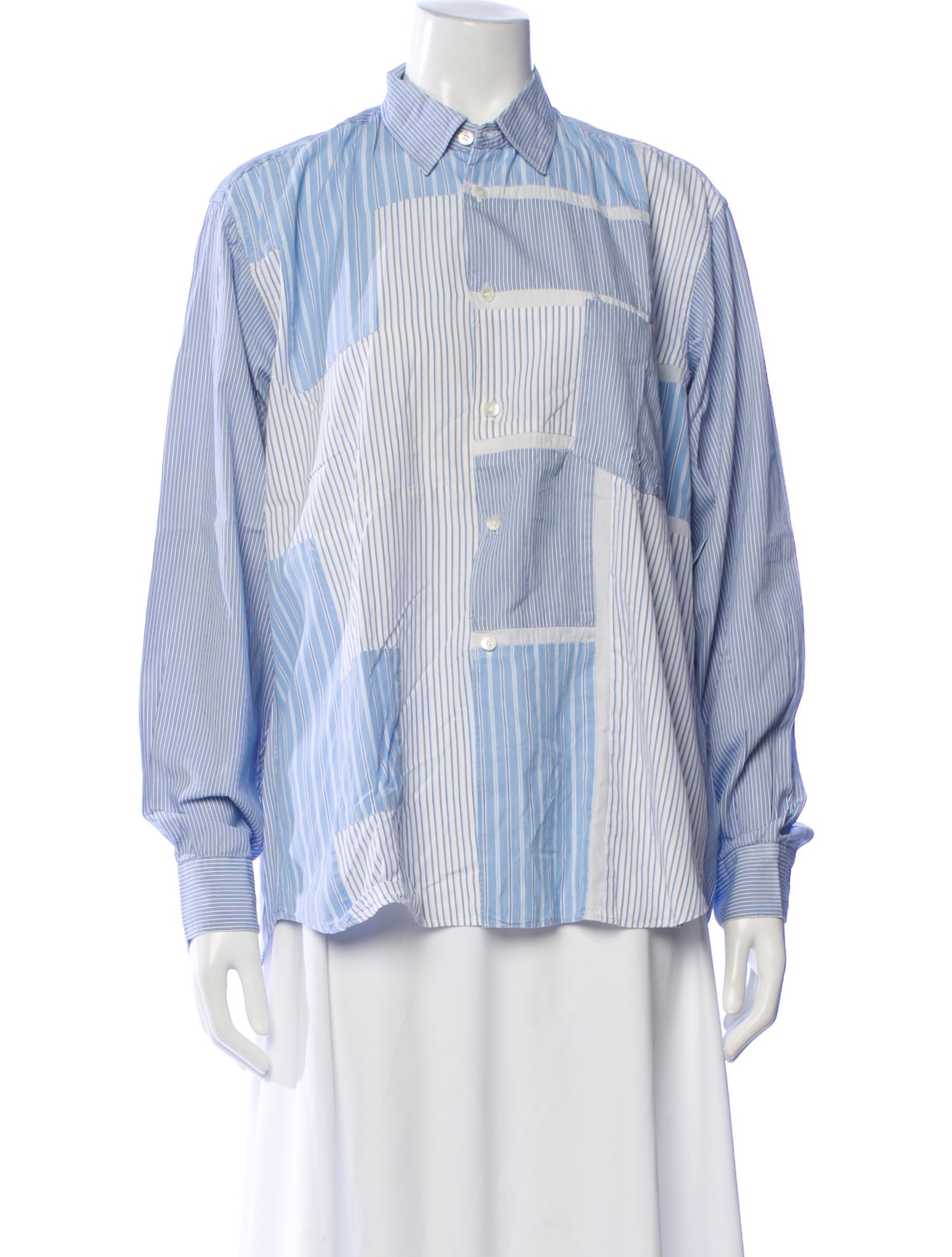 Comme des Garçons SHIRT Striped Long Sleeve Button-Up Top
