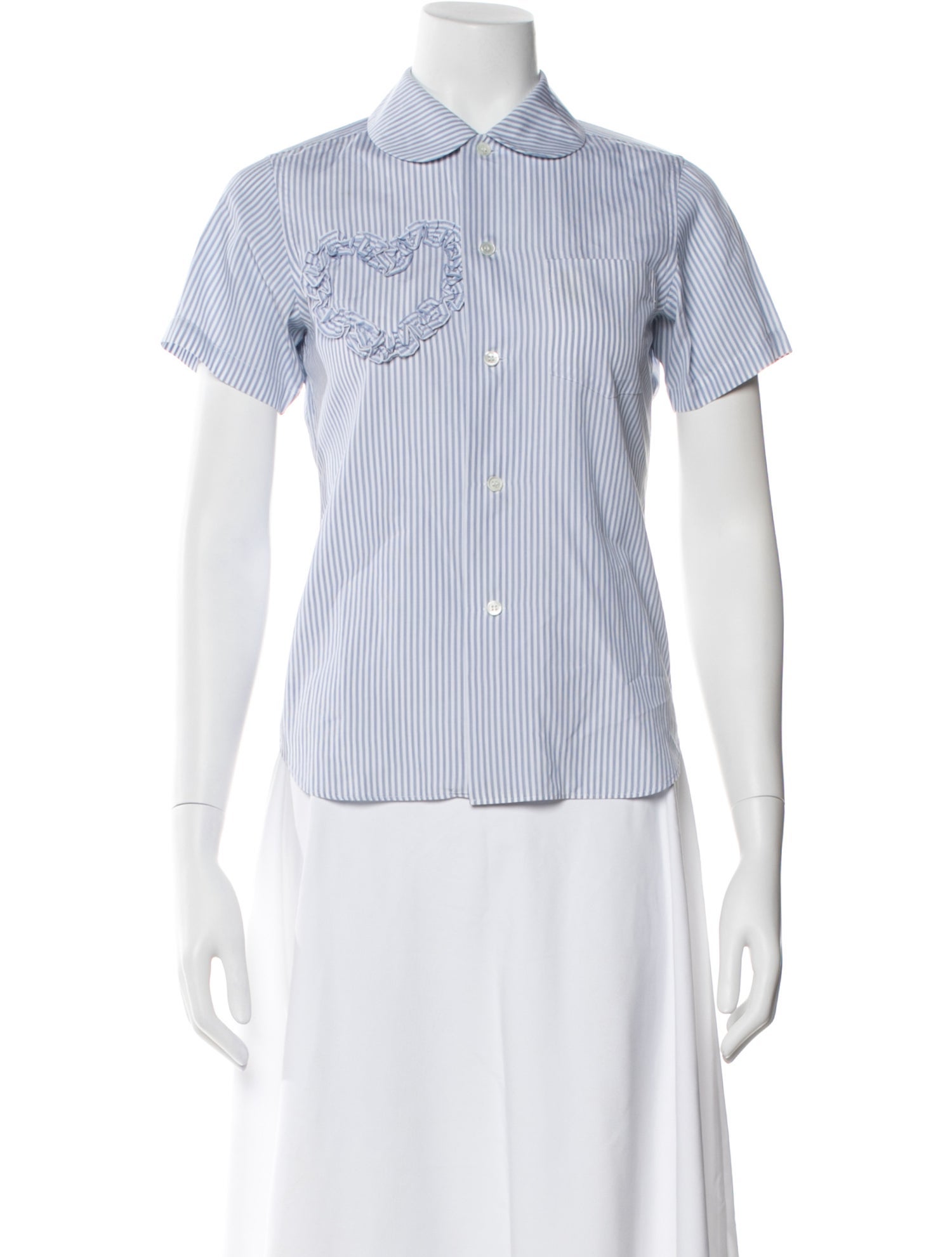 Comme des Garçons SHIRT Striped Short Sleeve Button-Up Top