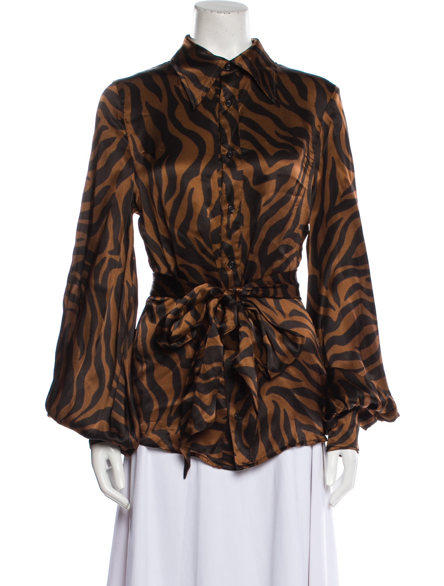 COÛT DE LA LIBERTÉ Animal Print Long Sleeve Button-Up Top