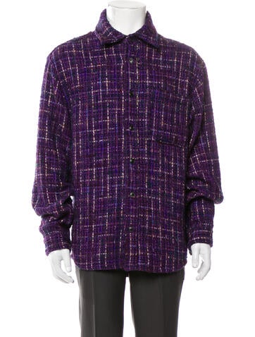 Coût DE LA Liberté Casual Shirts Tweed Pattern Long Sleeve Shirt XS