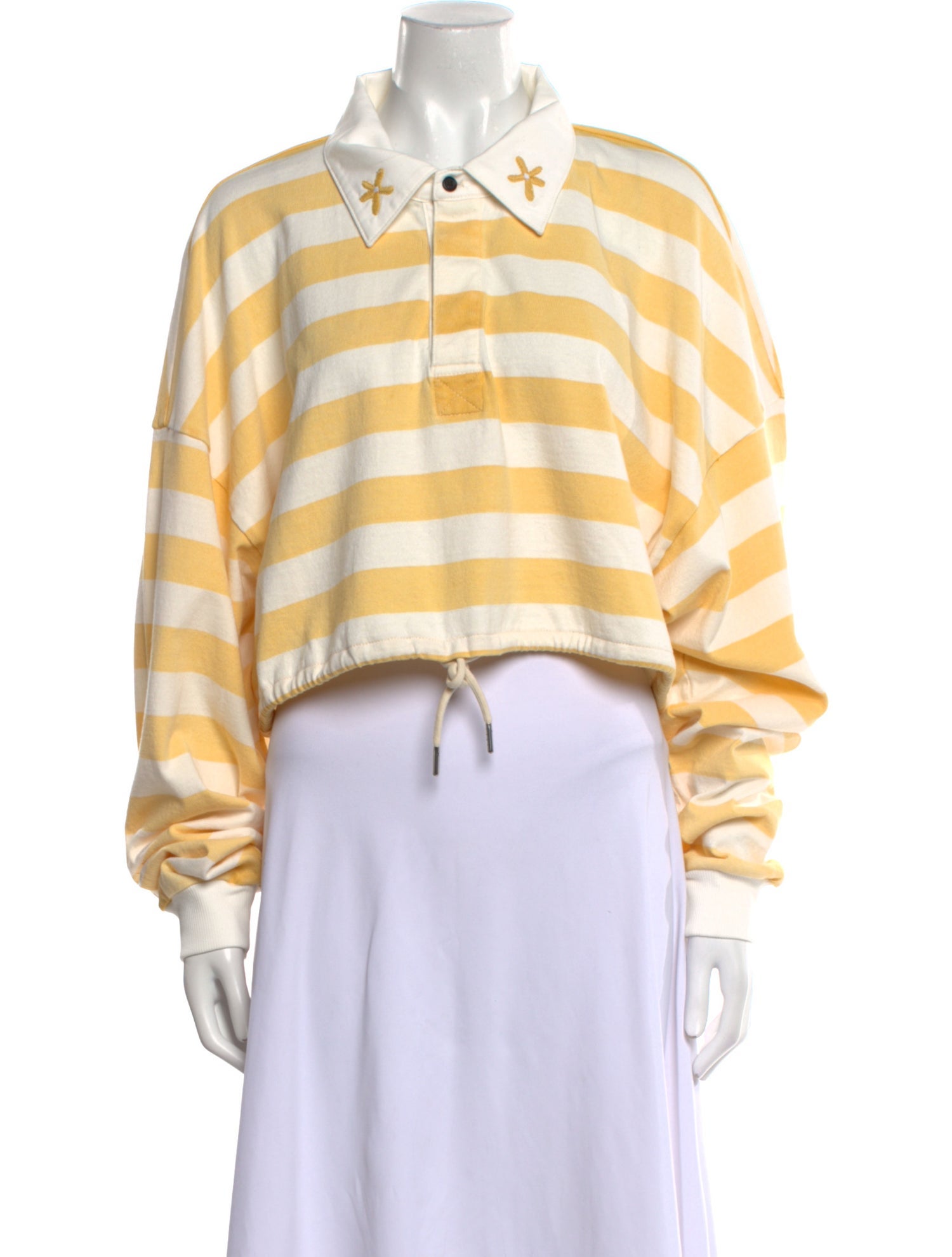 COÛT DE LA LIBERTÉ Striped Long Sleeve Crop Top w/ Tags