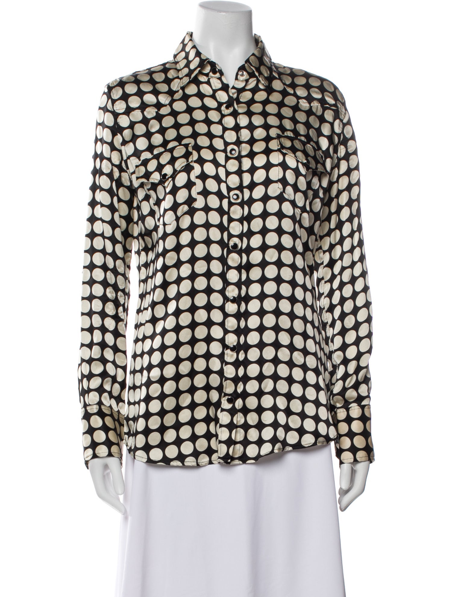 COÛT DE LA LIBERTÉ Silk Printed Button-Up Top