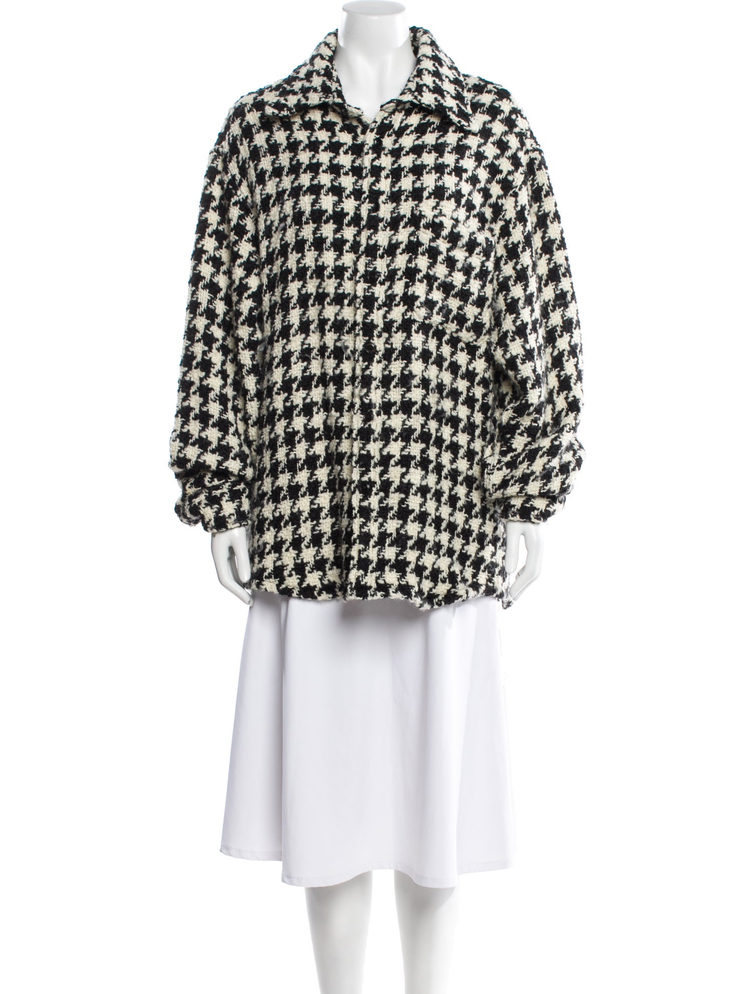 COÛT DE LA LIBERTÉ Virgin Wool Houndstooth Print Coat