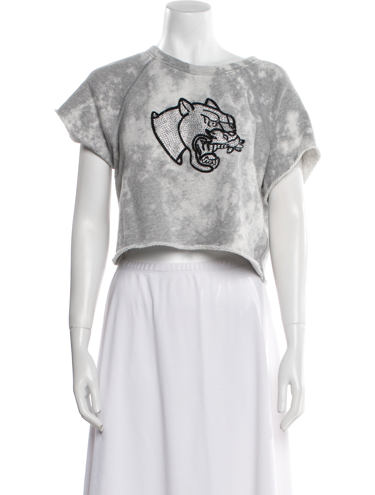 COÛT DE LA LIBERTÉ Graphic Print Crew Neck Crop Top w/ Tags