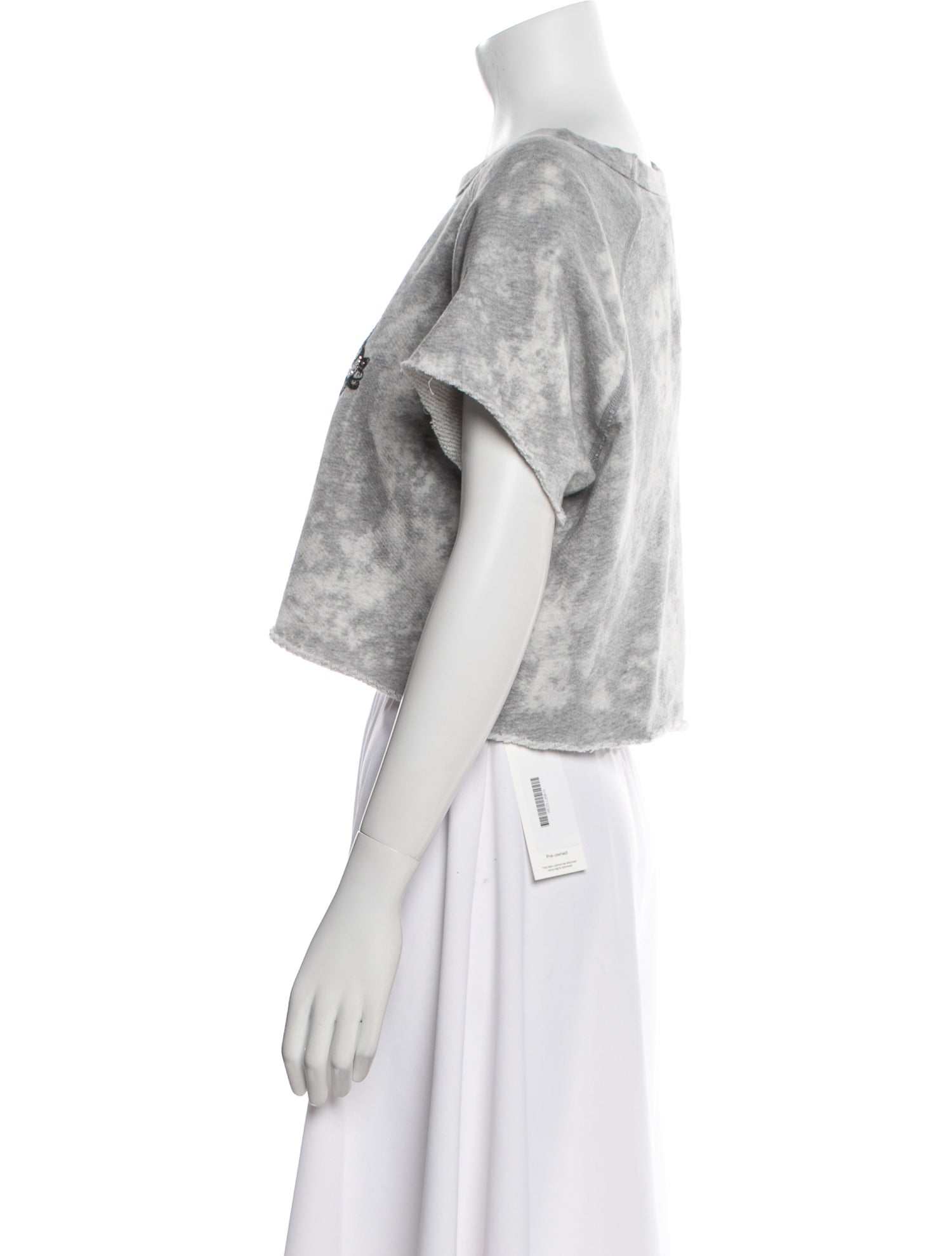 COÛT DE LA LIBERTÉ Graphic Print Crew Neck Crop Top w/ Tags