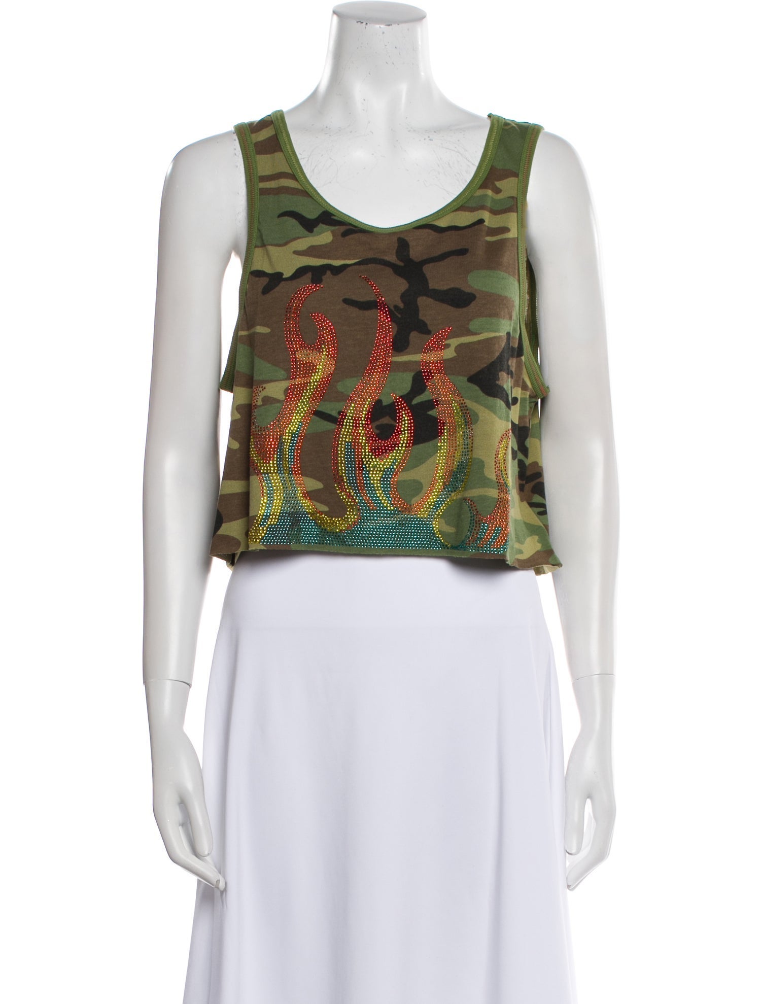 COÛT DE LA LIBERTÉ Printed Scoop Neck Crop Top w/ Tags