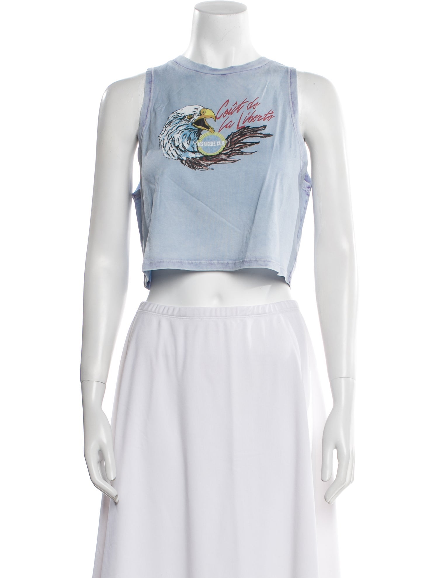 COÛT DE LA LIBERTÉ Graphic Print Crew Neck Crop Top w/ Tags