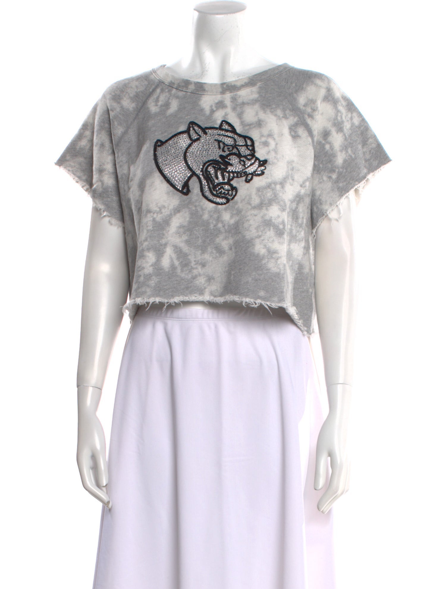 COÛT DE LA LIBERTÉ Graphic Print Bateau Neckline Crop Top w/ Tags