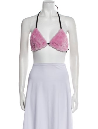 COÛT DE LA LIBERTÉ Lambskin Halterneck Crop Top