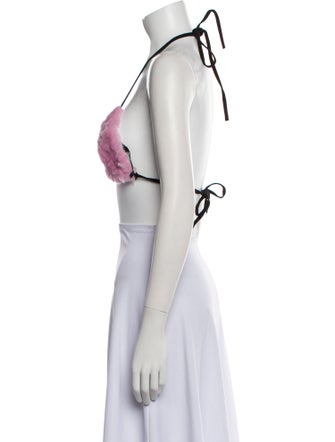 COÛT DE LA LIBERTÉ Lambskin Halterneck Crop Top