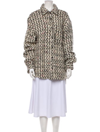 COÛT DE LA LIBERTÉ Wool Tweed Pattern Faux Fur Jacket