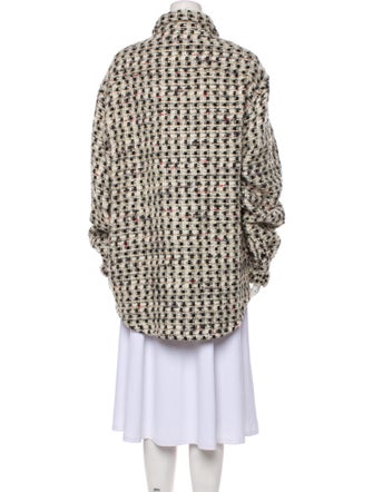 COÛT DE LA LIBERTÉ Wool Tweed Pattern Faux Fur Jacket