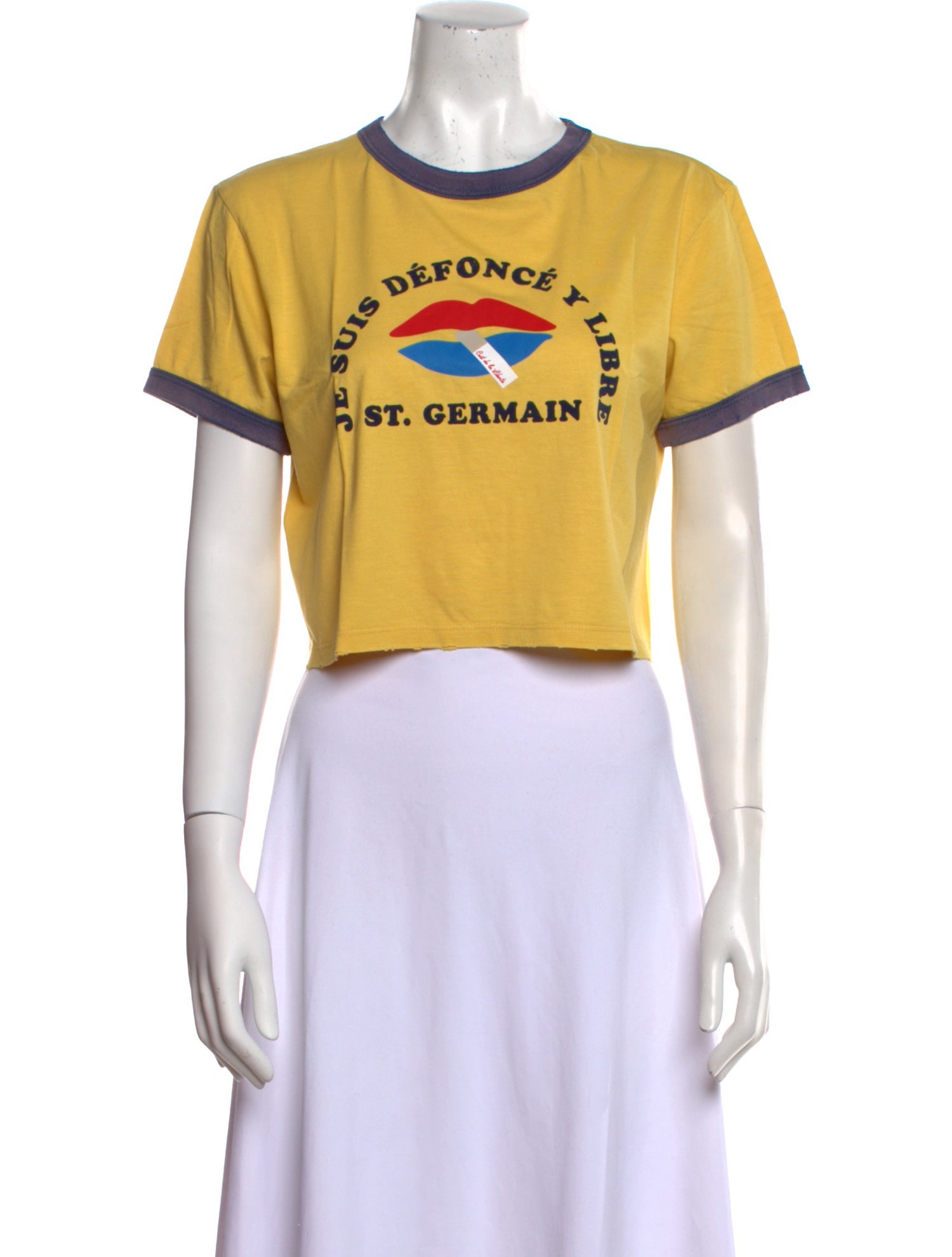 COÛT DE LA LIBERTÉ Graphic Print Crew Neck Crop Top