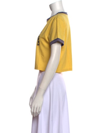 COÛT DE LA LIBERTÉ Graphic Print Crew Neck Crop Top