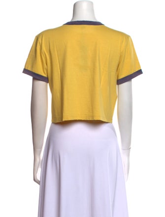 COÛT DE LA LIBERTÉ Graphic Print Crew Neck Crop Top