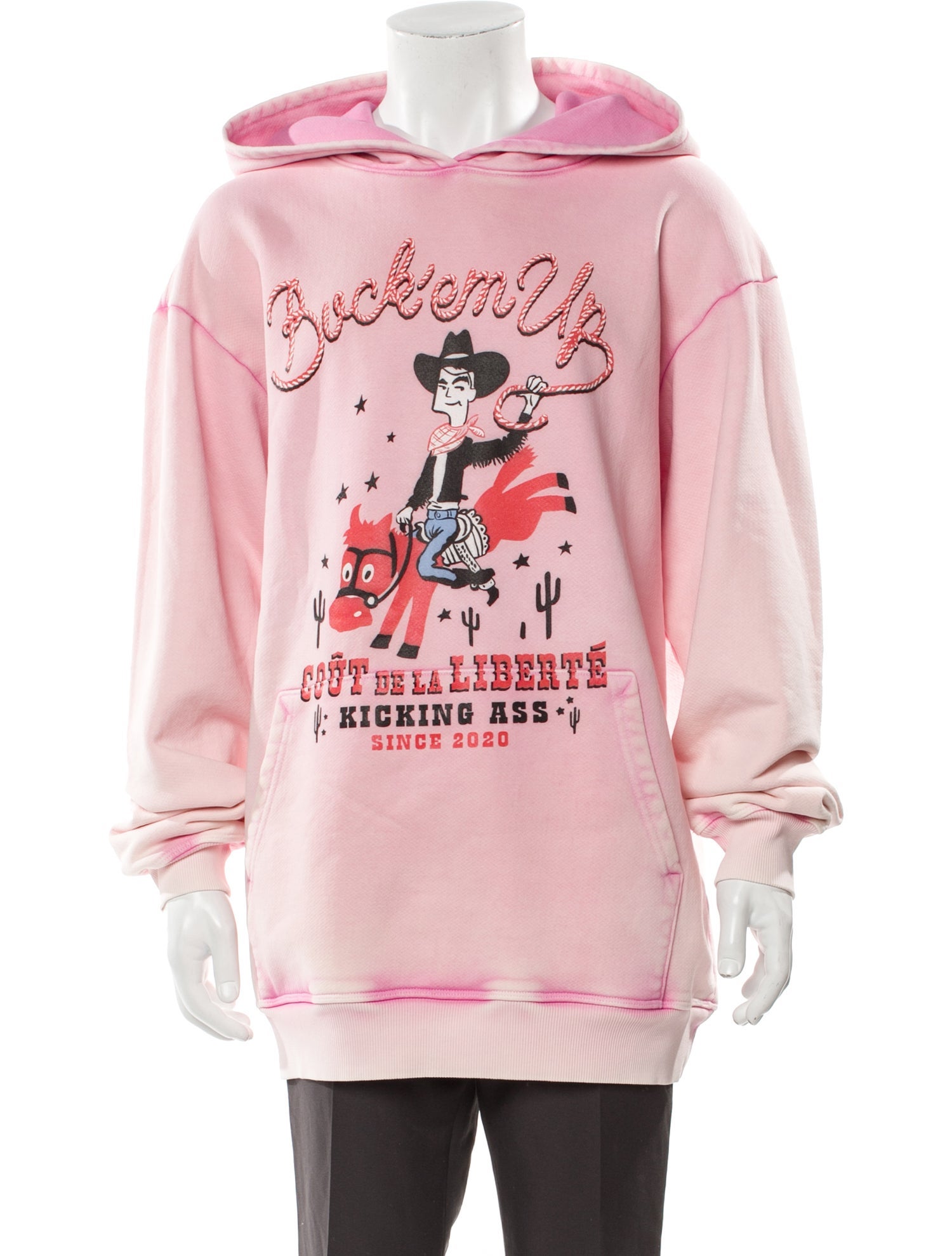 COÛT DE LA LIBERTÉ Men's pink KILLIAN BUCK'EM HEAVY FRENCH TERRY LS HOODIE w/ Tags