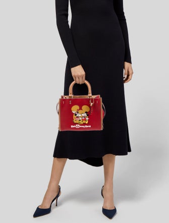 Coach x Disney Mickey Mouse x Keith Haring Leather Top Handle Bag
