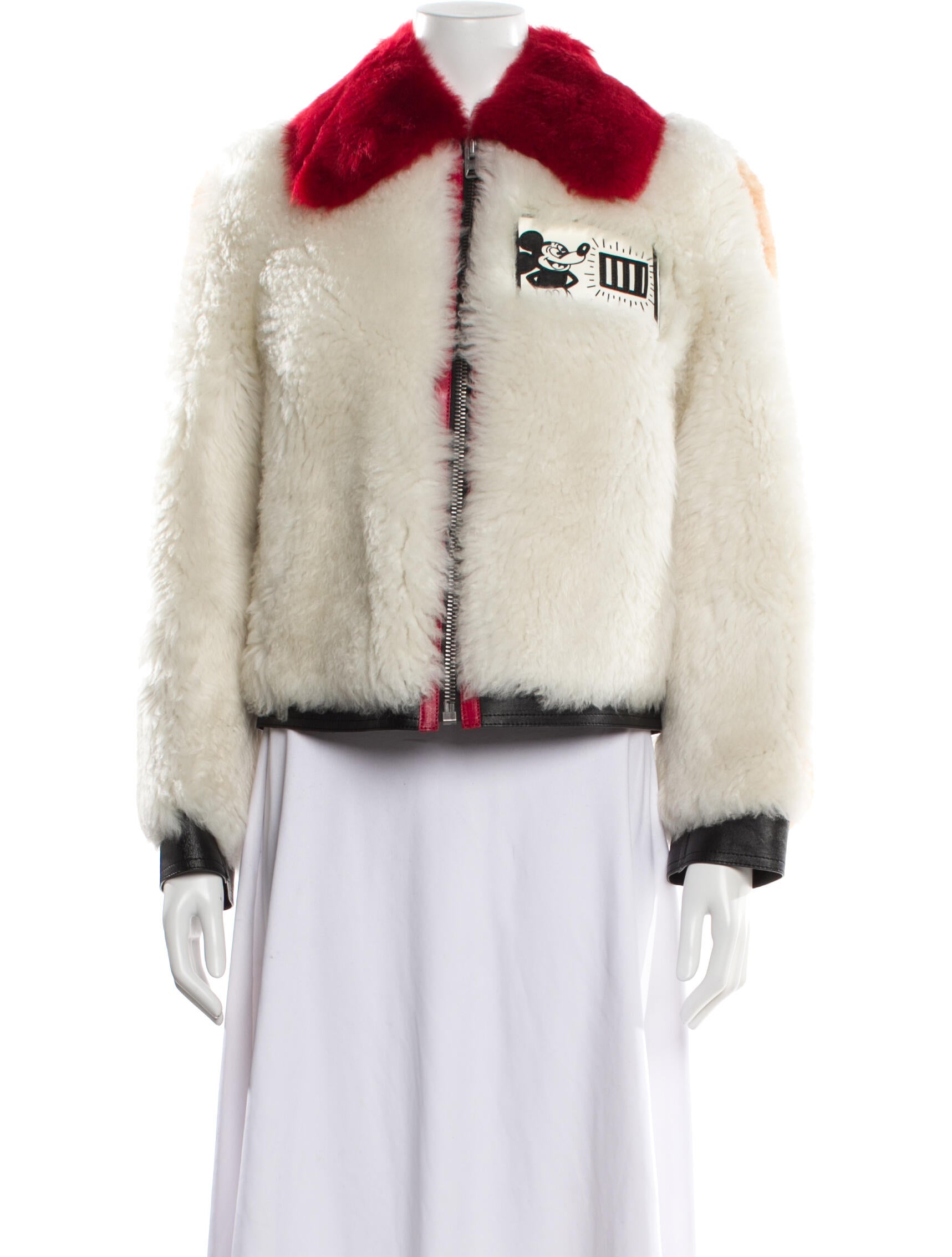 Coach x Disney Mickey Mouse x Keith Haring Lamb Leather Printed Fur Jacket