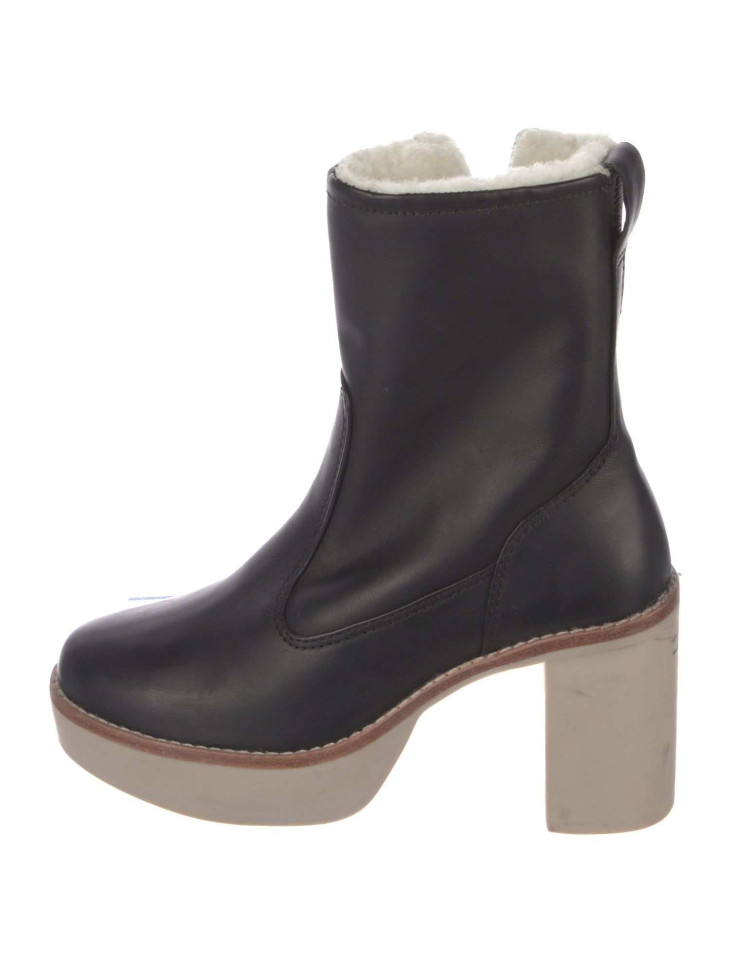 Daniella Shevel Leather Faux Fur Trim Boots