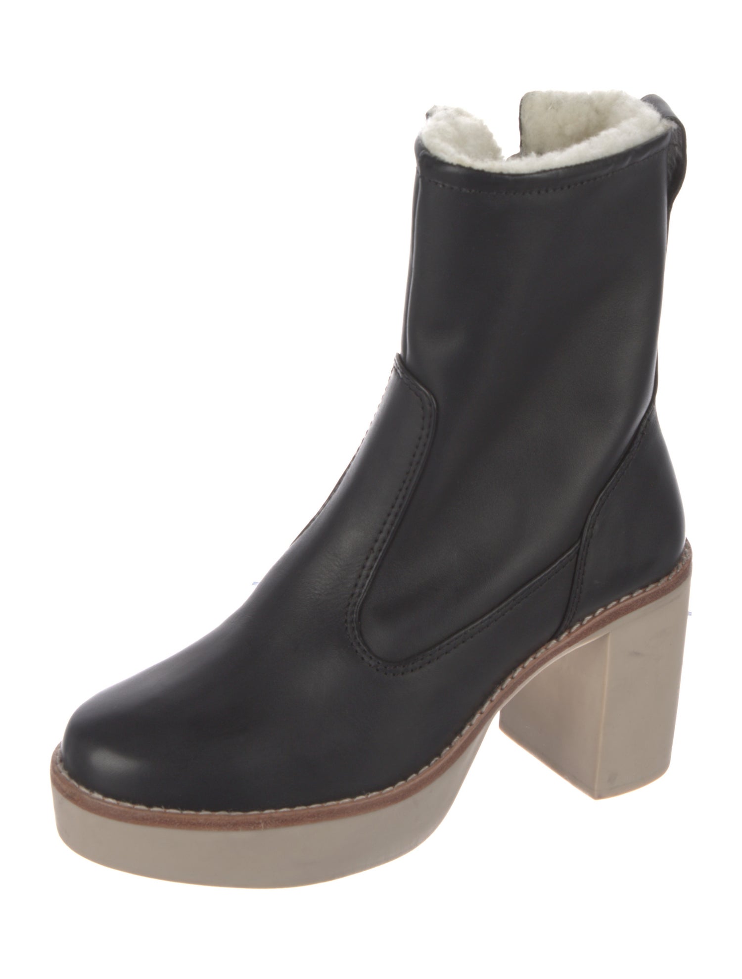 Daniella Shevel Leather Faux Fur Trim Boots