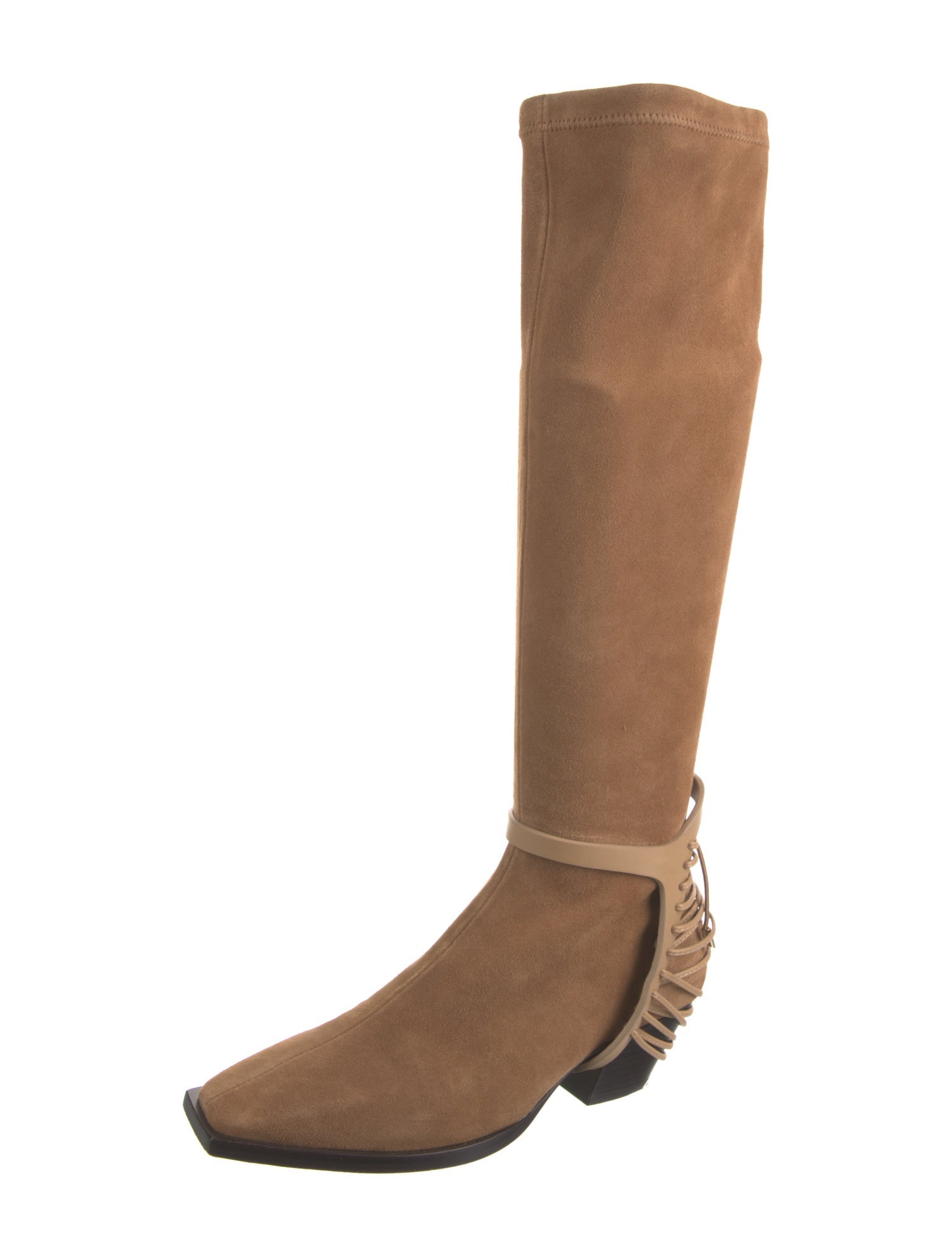 Daniella Shevel Suede Leather Trim Embellishment Riding Boots