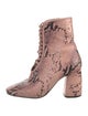Daniella Shevel Embossed Leather Printed Lace-Up Boots