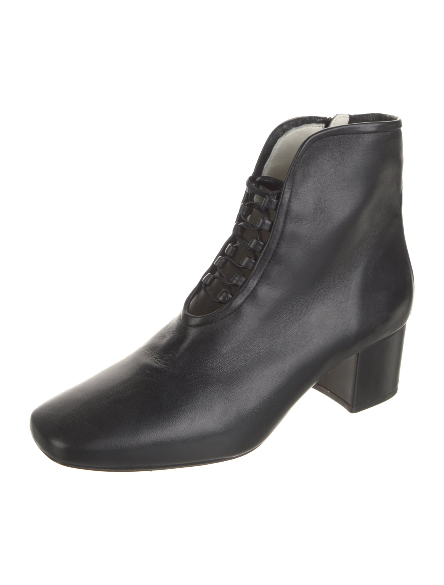 Daniella Shevel Leather Braided Accents Lace-Up Boots