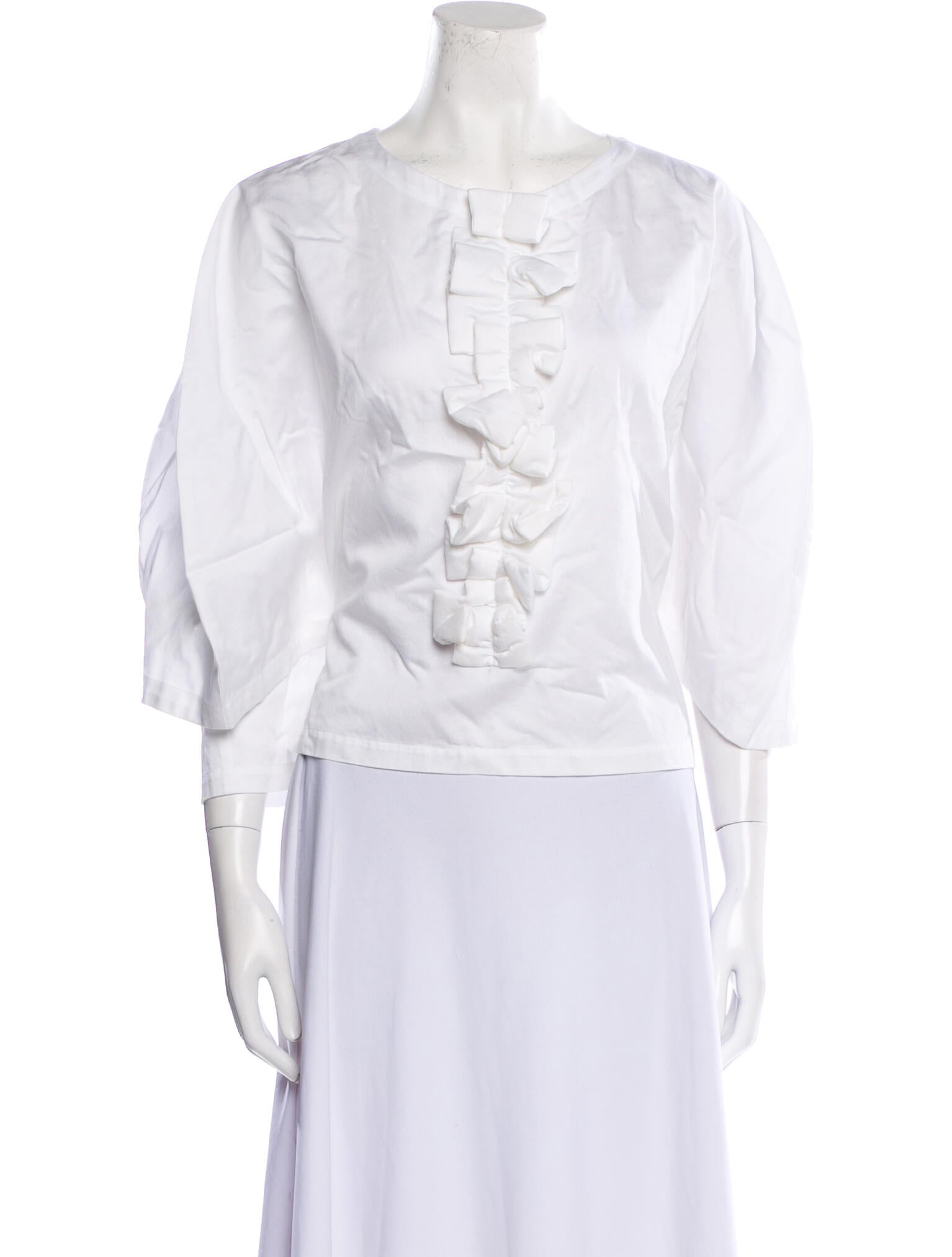 Comme des Garçons Comme des Garçons Scoop Neck Three-Quarter Sleeve Crop Top