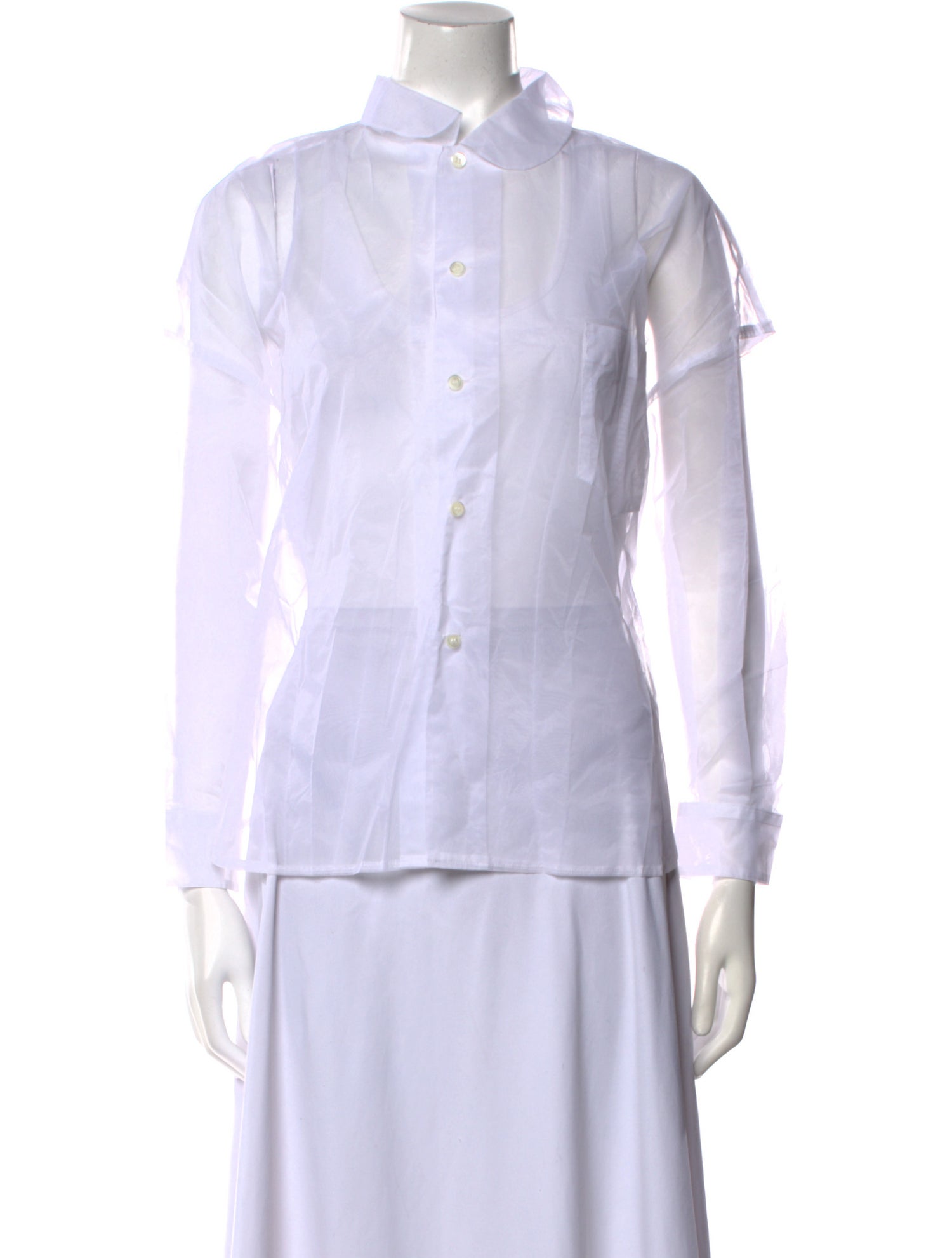 Comme des Garçons Comme des Garçons Nylon Three-Quarter Sleeve Button-Up Top w/ Tags