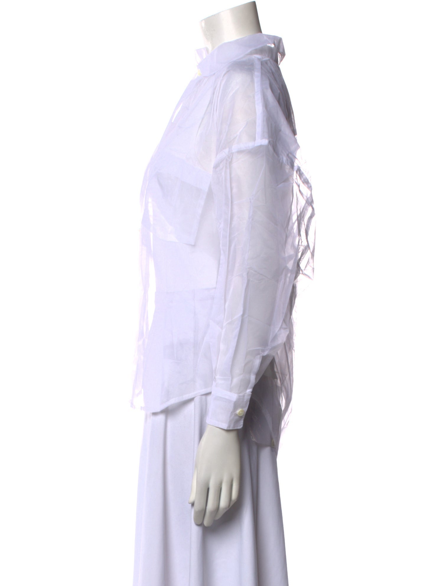 Comme des Garçons Comme des Garçons Nylon Three-Quarter Sleeve Button-Up Top w/ Tags