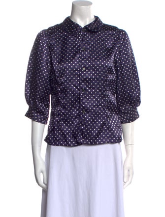 Comme des Garçons Comme des Garçons Polka Dot Print Three-Quarter Sleeve Button-Up Top
