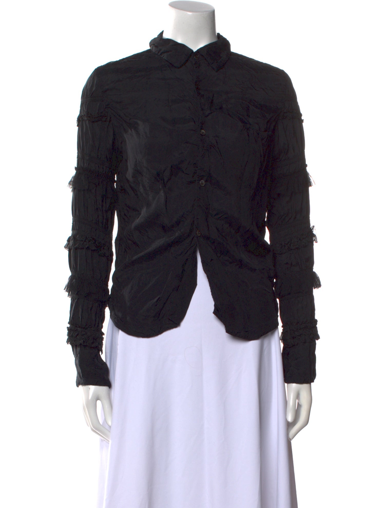 Comme des Garçons Comme des Garçons Mock Neck Long Sleeve Button-Up Top