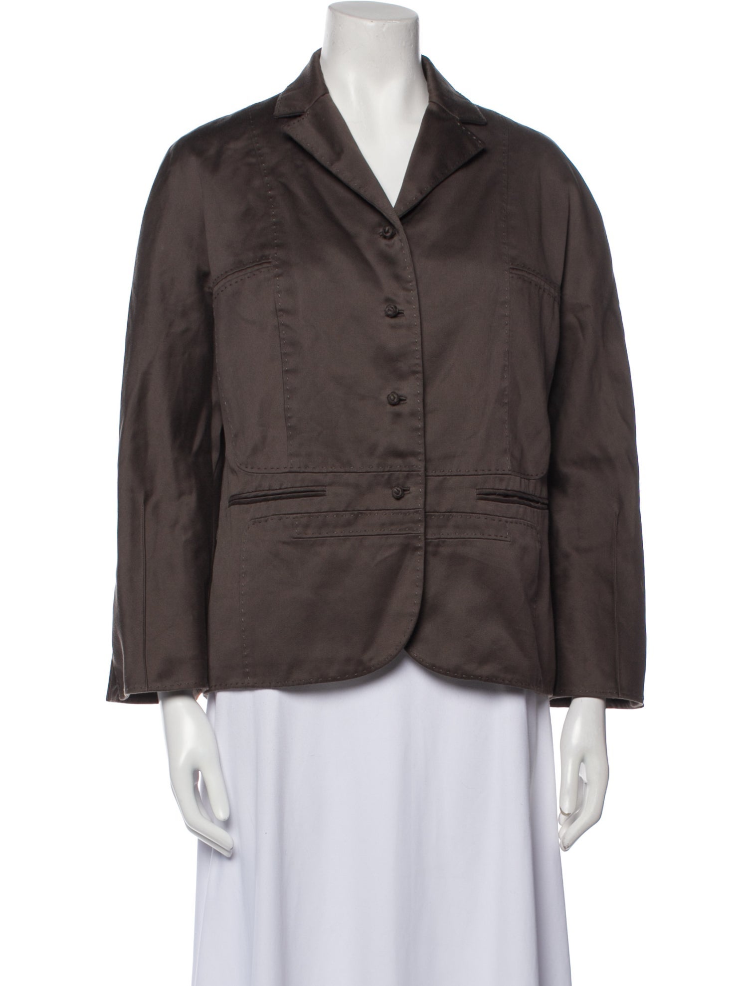 Chado by Ralph Rucci Haute Couture Worm Stitched Blazer - Brown Jackets ...