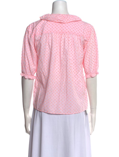 Loup Charmant Polka Dot Print Crew Neck Button-Up Top