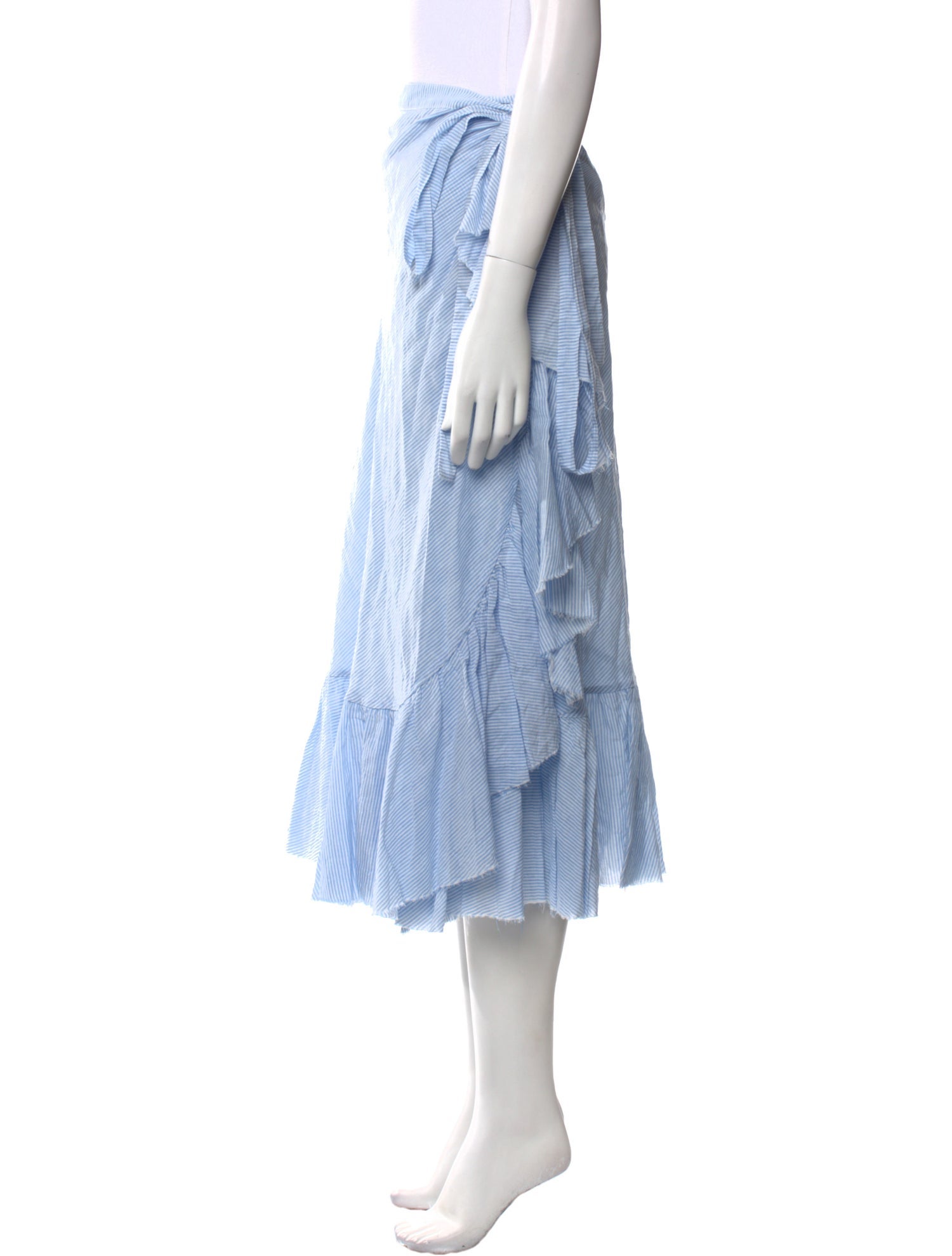 Loup Charmant Raw-Edge Trim Midi Length Skirt