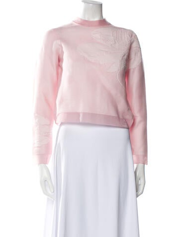 Cecilie Bahnsen Tops Mock Neck Long Sleeve Crop Top XS