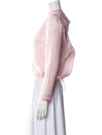 Cecilie Bahnsen Mock Neck Long Sleeve Crop Top