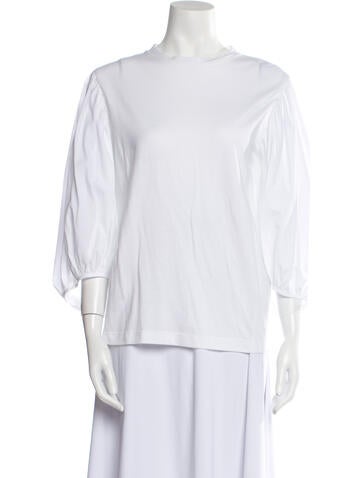 Cecilie Bahnsen Tops Bateau Neckline Three-Quarter Sleeve T-Shirt Us2, UK6 | XS