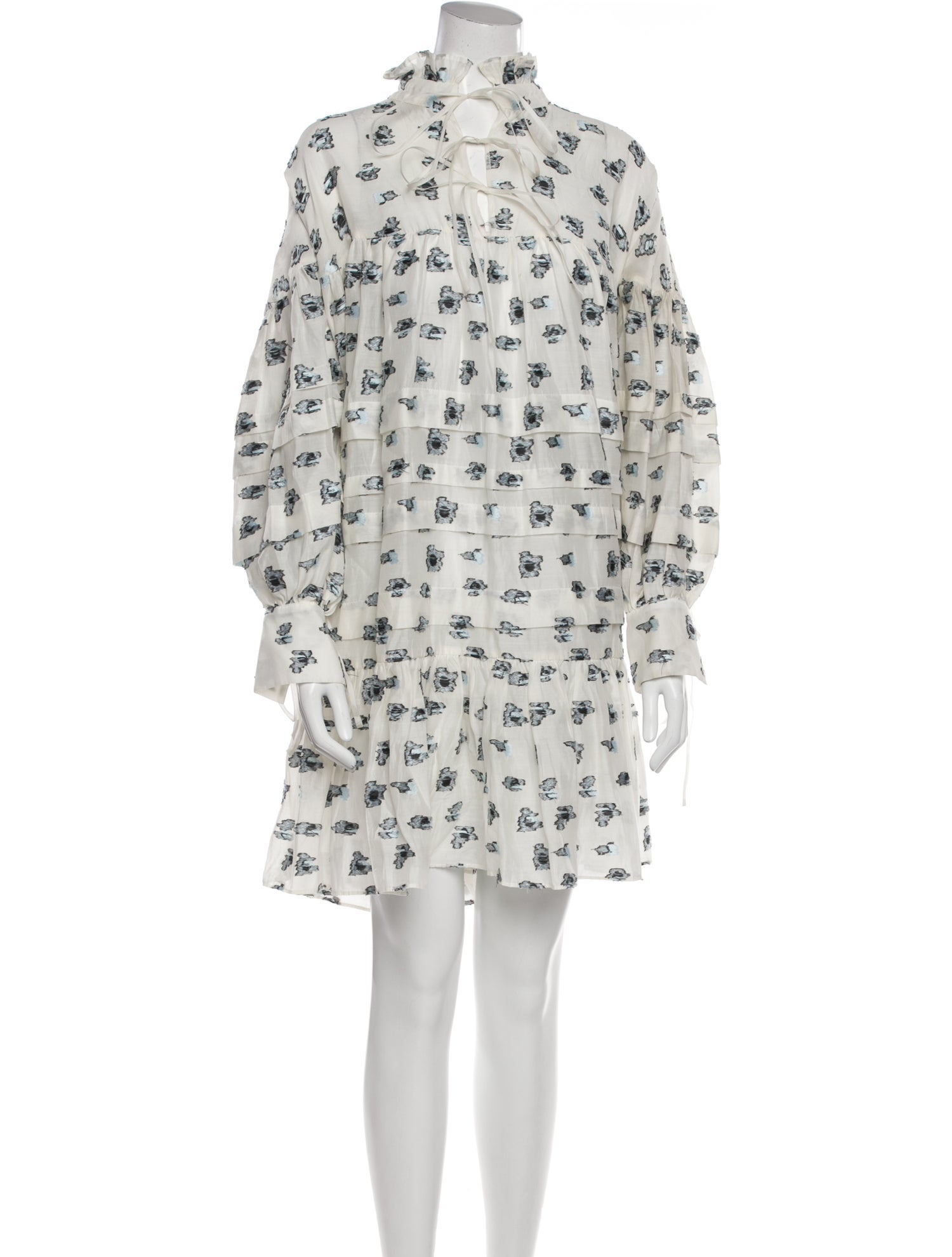 Cecilie Bahnsen Floral Print Knee-Length Dress - White