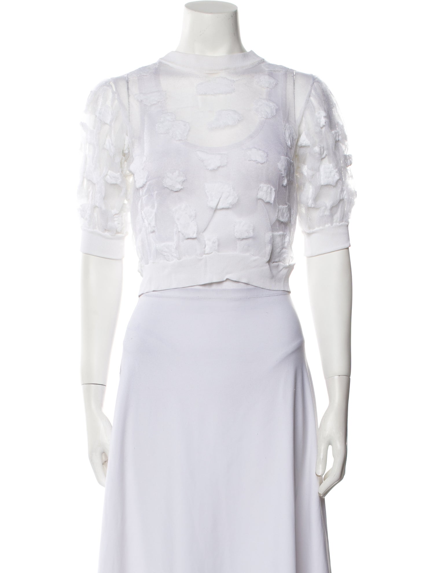 Cecilie Bahnsen Mesh Lace Pattern Crop Top
