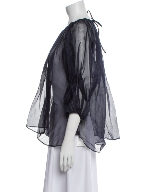 Cecilie Bahnsen Scoop Neck Three-Quarter Sleeve Blouse