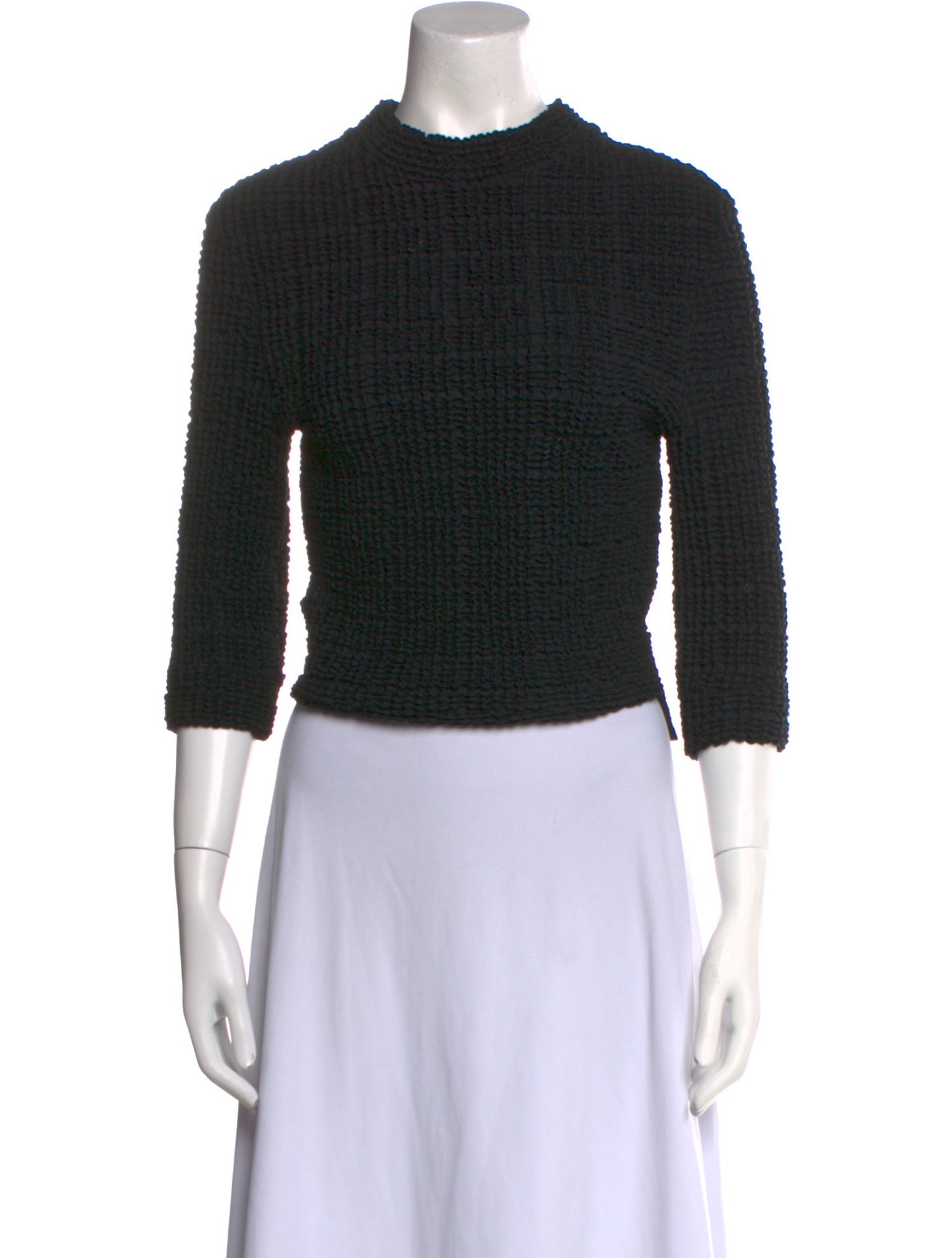 Cecilie Bahnsen Mock Neck Three-Quarter Sleeve Crop Top