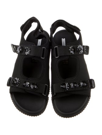 Cecilie Bahnsen Leather Trim Embellishment T-Strap Sandals
