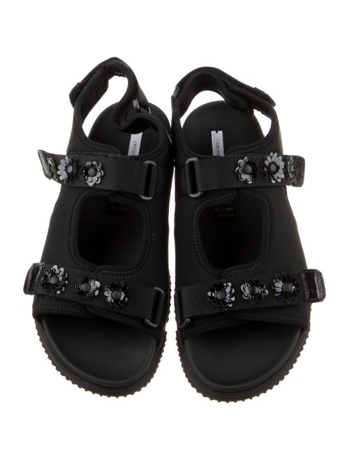 Cecilie Bahnsen Leather Trim Embellishment T-Strap Sandals