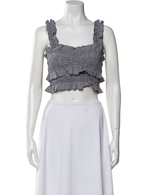 Cecilie Bahnsen Plaid Print Square Neckline Crop Top