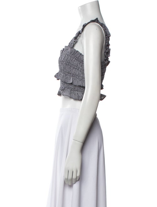 Cecilie Bahnsen Plaid Print Square Neckline Crop Top