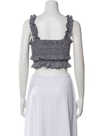 Cecilie Bahnsen Plaid Print Square Neckline Crop Top